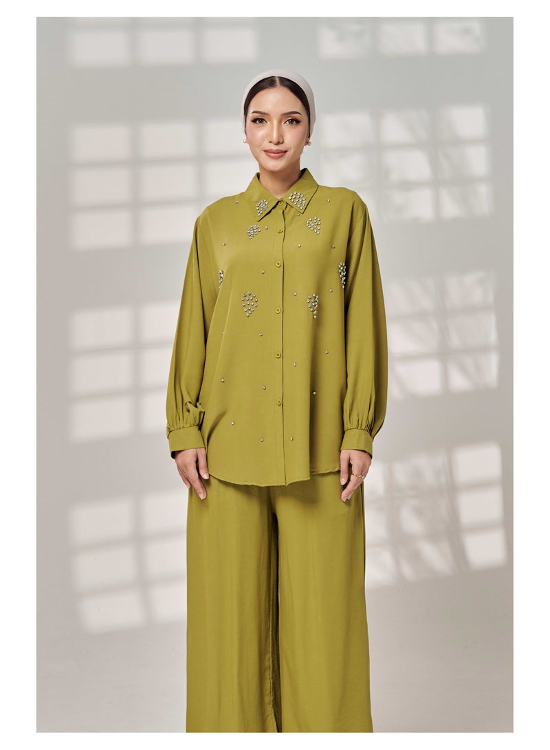 She Dazzle Evalina Set in Moss Green - Image 3