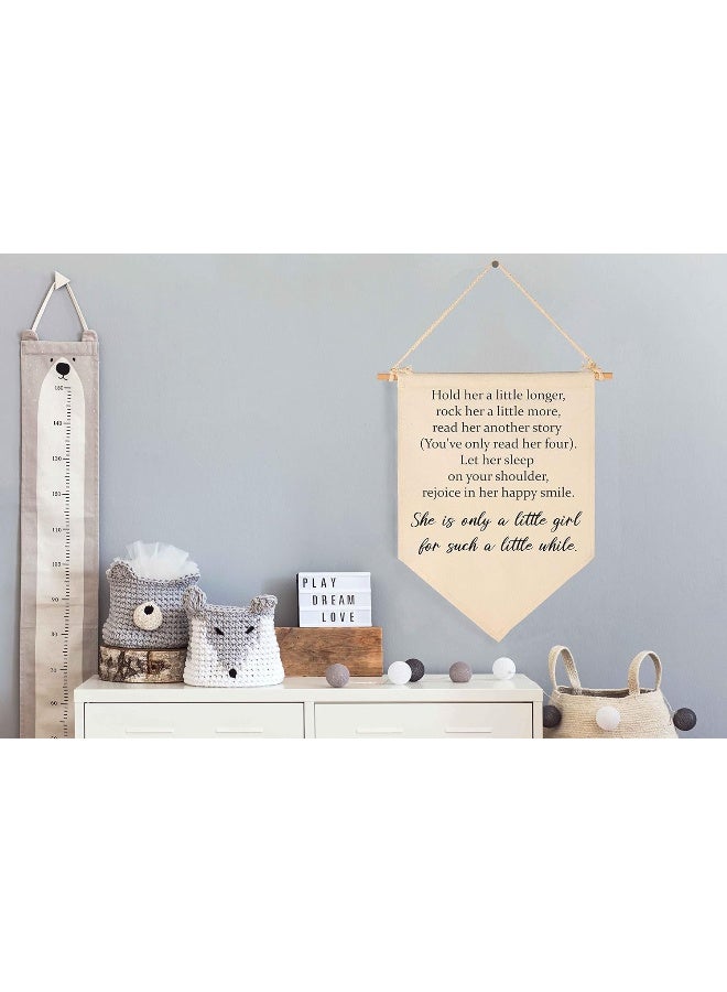 FYSIA Hold Her A Little Longer-Girl Nursery Sign-Girl Playroom Decor-Baby Girl Nursery Decor-Playroom Sign-Hanging Flag Banner Wall Sign Decor Gift for Baby Kids Girl Nursery Teen Room Playroom Front Door - Image 2