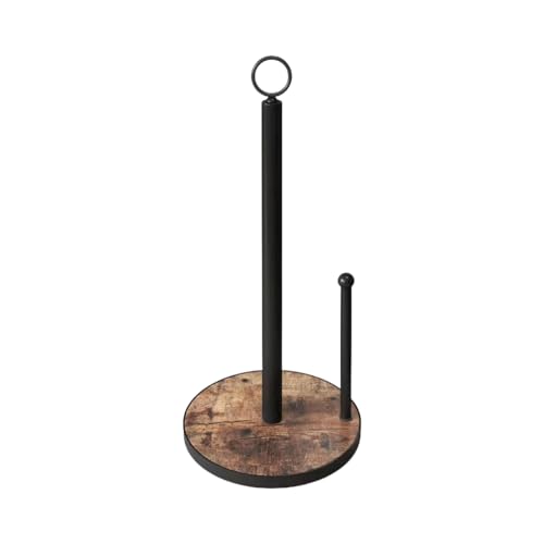 OROPY Paper Towel Holder Countertop with Heavy Duty Wood Base, Farmhouse Paper Towel Roll Stand for Kitchen Counter fits Standard and Jumbo Size Paper Towels (Brown - Easy to Tear) - Image 1