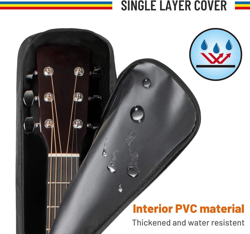 Mocking Bird Acoustic Guitar Bag Foam Padded Guitar Cover for 38, 39, 40, 41 inch with Adjustable Guitar Strap Wall Mount Hanger and Guitar Picks for Acoustic Electric Bass Guitar case (Rock Belt) - Image 2