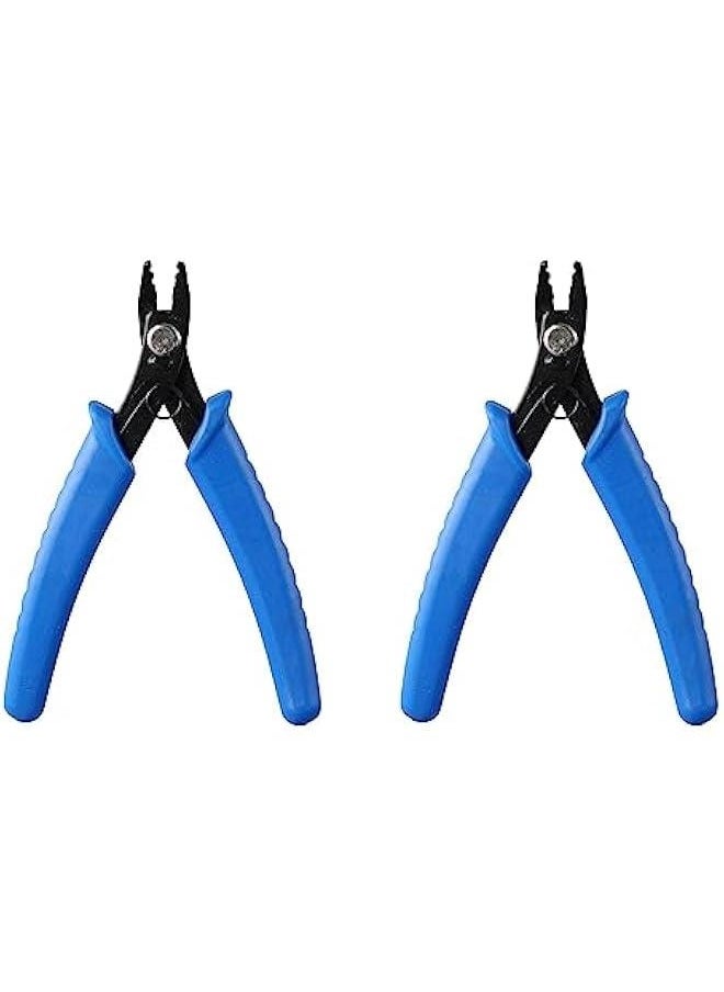 Generic 2Pcs 5 Inch Bead Crimping Pliers Mini Blue Fine Pliers with Spring Straight Head Multi Use DIY Jewelry Making Tools  - Image 1
