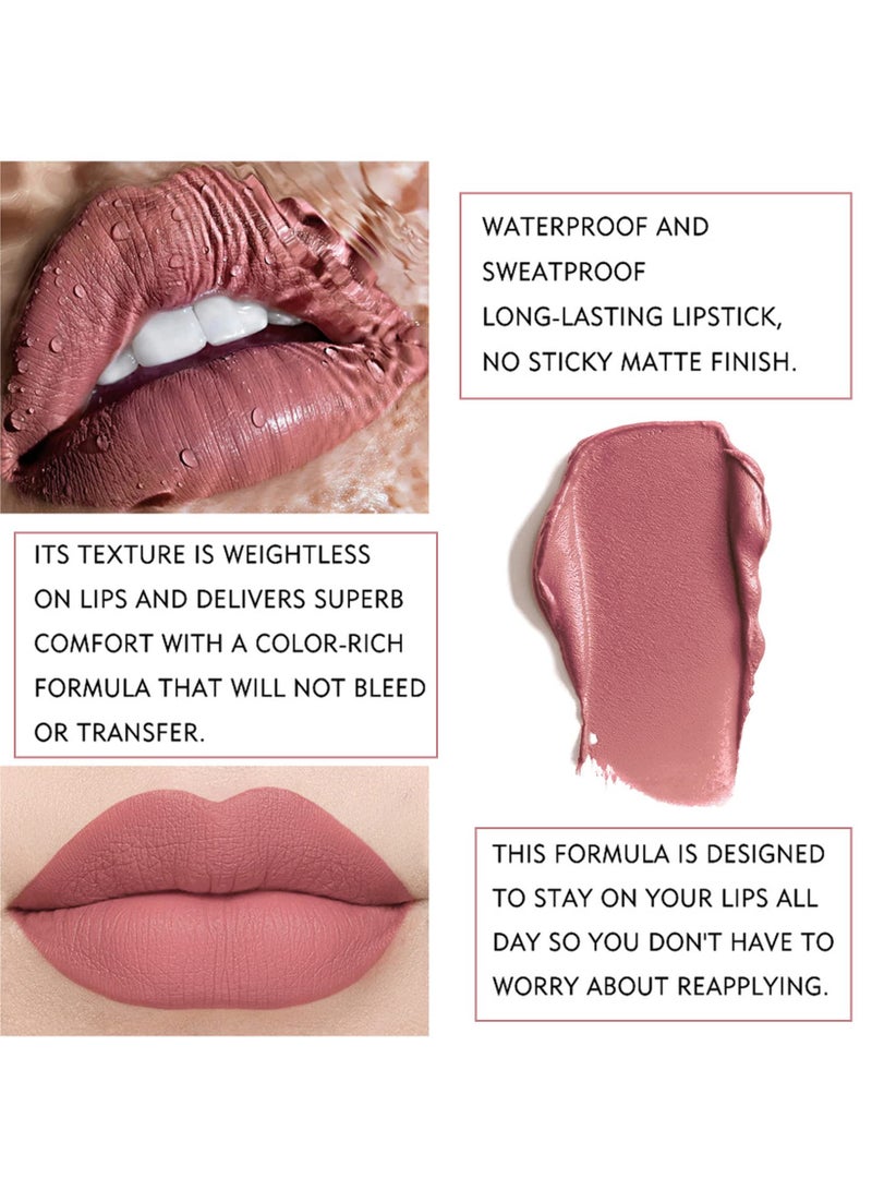 KASTWAVE 12Pcs Nude Lipstick Set, Matte Liquid Lipstick Set Long Lasting Wear Non Stick Cup Not Fade Waterproof Lip Gloss Set for Women  Girls Daily Makeup Kit - Image 3