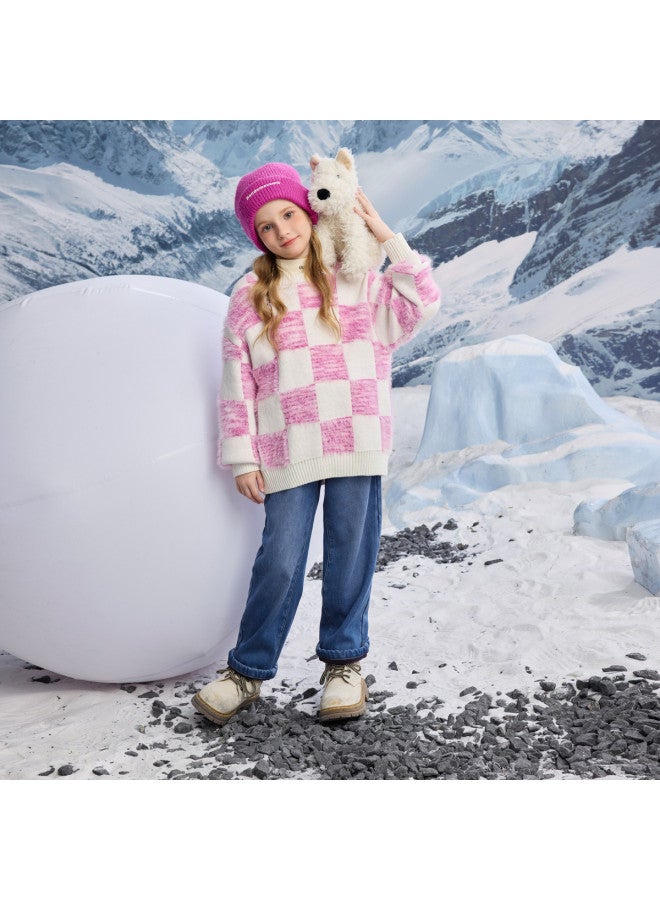 مكد سترة شتوية Mqd للفتيات بنمط مربعات، كنزة عادية دافئة - Image 5