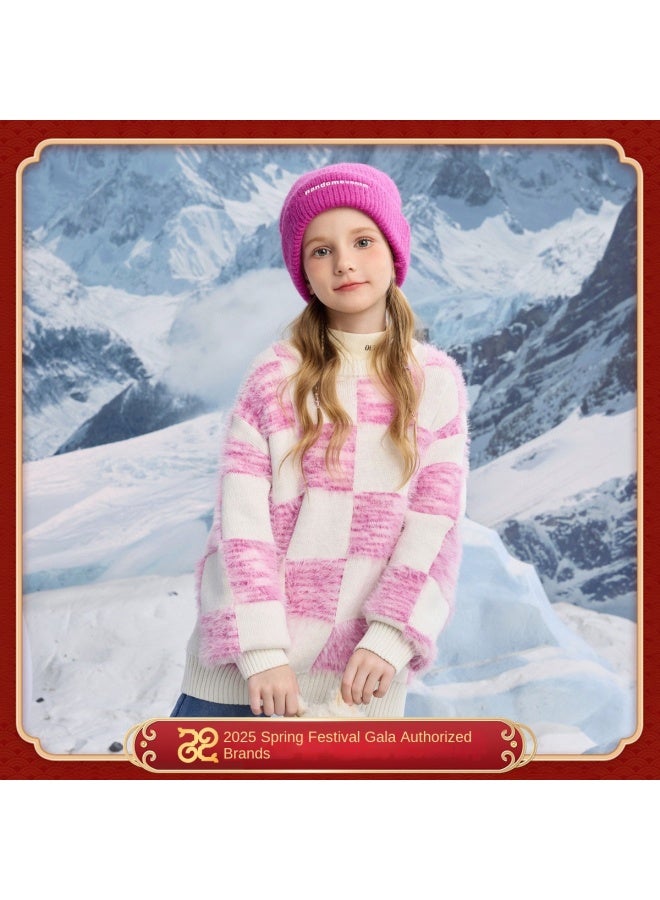 مكد سترة شتوية Mqd للفتيات بنمط مربعات، كنزة عادية دافئة - Image 3