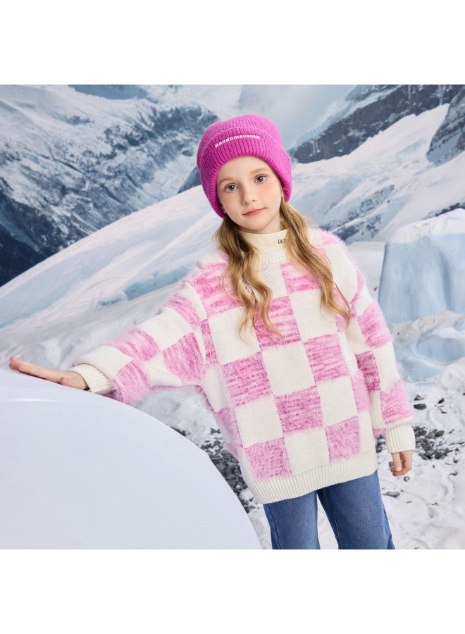 مكد سترة شتوية Mqd للفتيات بنمط مربعات، كنزة عادية دافئة - Image 4