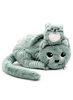Les Deglingos Miaou the Cat Mom & Baby Plush Set - Soft Mint Plush with Hidden Kitten, Eco-Friendly Cuddle Toy Safe from Birth  - Image 1