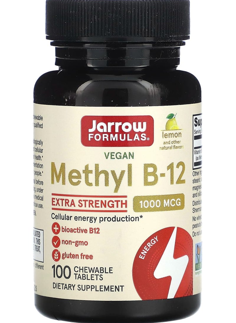 jarrow formulas Methyl B-12, Extra Strength, Lemon, 1,000 mcg, 100 Chewable Tablets