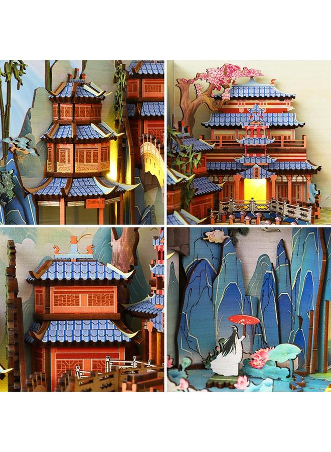 Bluejw Jiate Diy Cottage Penglai Wonderland 3D Stereo Assembled Book House Micromodel Building Toy Birthday Gift - Image 4