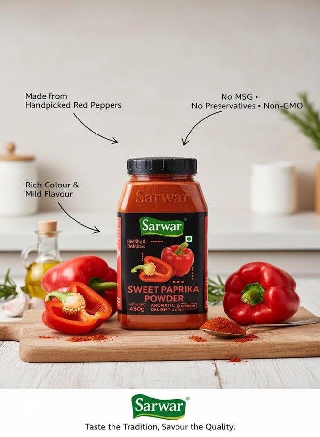Sarwar Sweet Paprika Powder | 100% Pure Natural Spice | Aromatic, Mild & Flavorful | 450 grams - Image 2