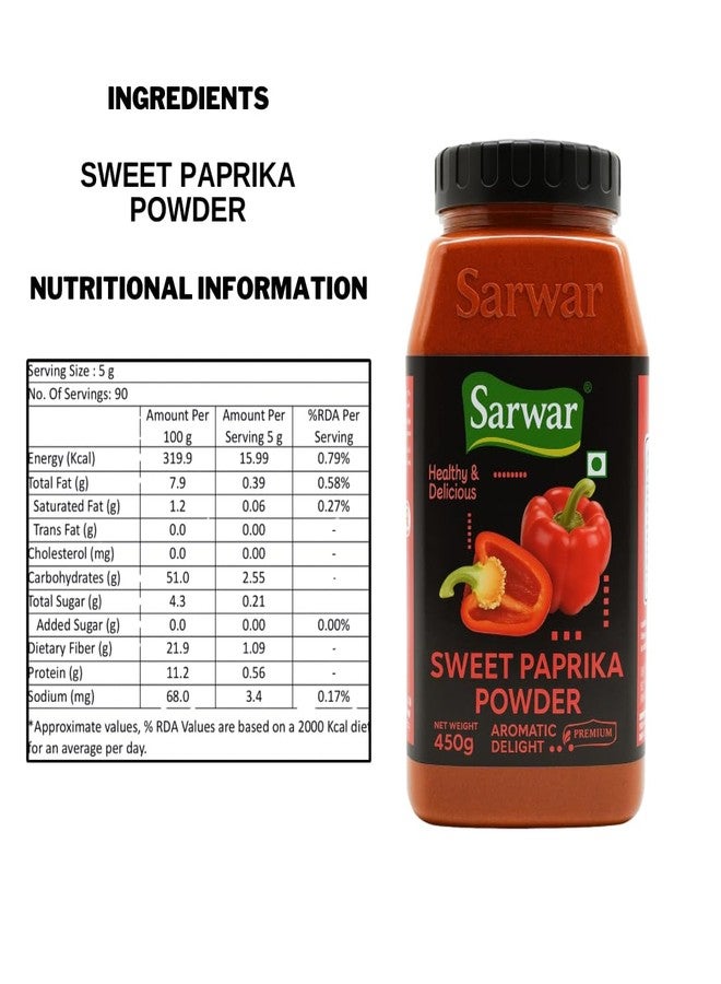 Sarwar Sweet Paprika Powder | 100% Pure Natural Spice | Aromatic, Mild & Flavorful | 450 grams - Image 1