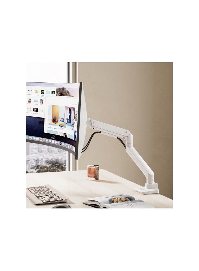 NEWSTAR Gas Spring Single Monitor Arm – Fits 17″–49″ Flat & Curved Monitors | Supports up to 20 kg | Tilt +50°/−20°, Swivel ±90°, Rotate ±180° | Clamp & Grommet Desk Mount | Quick-Release VESA | Cable Management 91-LDT69C012 - Image 2