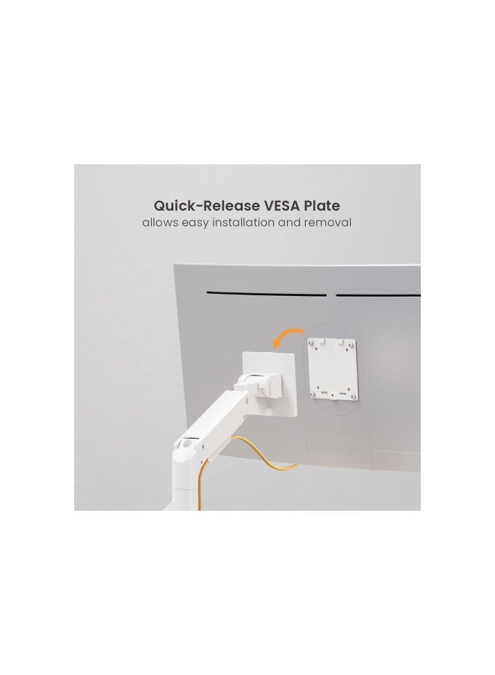 NEWSTAR Gas Spring Single Monitor Arm – Fits 17″–49″ Flat & Curved Monitors | Supports up to 20 kg | Tilt +50°/−20°, Swivel ±90°, Rotate ±180° | Clamp & Grommet Desk Mount | Quick-Release VESA | Cable Management 91-LDT69C012 - Image 3