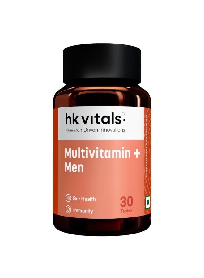 hk vitals Multivitamin Plus Men, 30 Tablets | Daily Multivitamin for Men, For Energy, Stamina, Immunity, Gut, Heart, Bone & Muscle Health - Image 1
