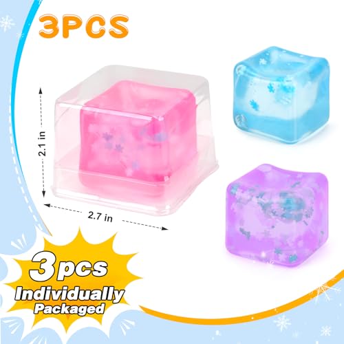 Gretex Ice Cube Fidget Toy for All Ages 3 Pack Soft Cubes Sensory Fidget Ice Cube Stress Ball Squishy Cube Stress Relief Toys for Kids Teens and Adults Party Favors Birthday Gift for Kids Age 3 - Image 5