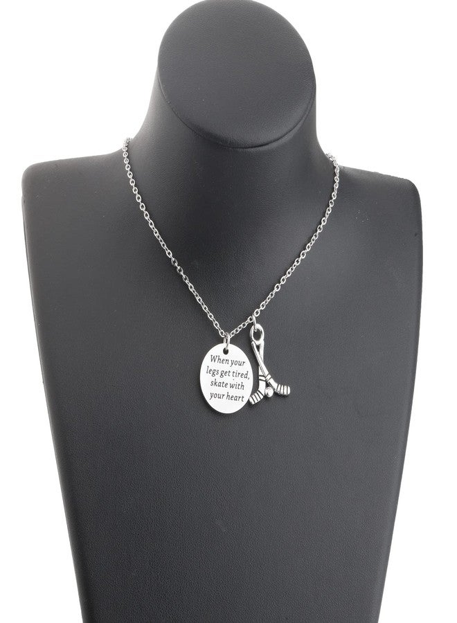 SEIRAA Hockey Stick Jewelry Ice Hockey Player Necklace Skate with Your Heart Pendant Hockey Team Necklaces (Hockey) - Image 2