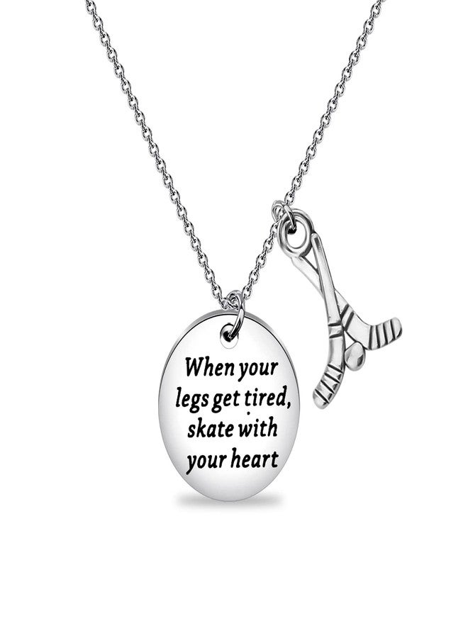 SEIRAA Hockey Stick Jewelry Ice Hockey Player Necklace Skate with Your Heart Pendant Hockey Team Necklaces (Hockey) - Image 1
