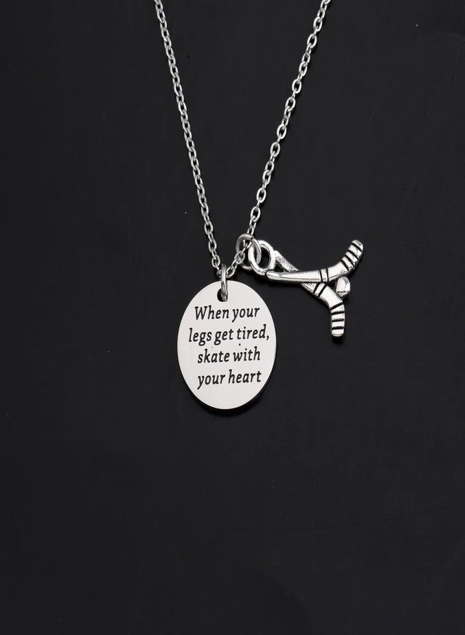 SEIRAA Hockey Stick Jewelry Ice Hockey Player Necklace Skate with Your Heart Pendant Hockey Team Necklaces (Hockey) - Image 3