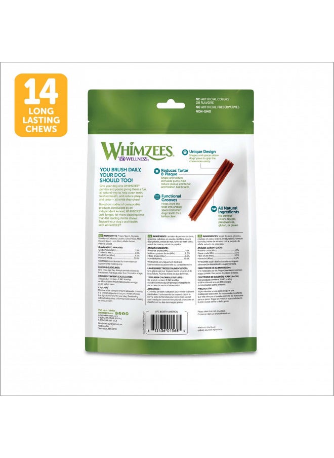 WHIMZEES by Wellness Stix Natural Dental Chews for Dogs, 3X Longer Lasting & Grain-Free, Freshen Breath & Fight Plaque & Tartar, Medium Breed, 14 Count