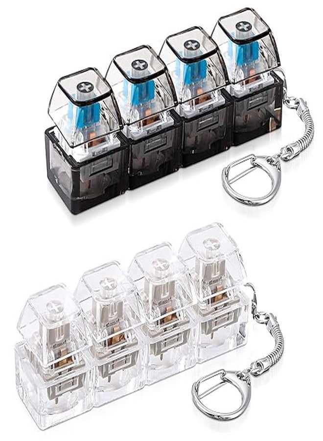 GOMNIK 4-in-1 Keyboard Fidget Clicker Toy | Mechanical Key Button Cube with Silent & Loud Clicks | Stress Relief Keychain | Pack of 2, Multicolor - Image 1