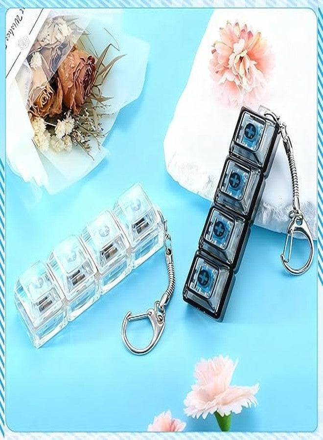 GOMNIK 4-in-1 Keyboard Fidget Clicker Toy | Mechanical Key Button Cube with Silent & Loud Clicks | Stress Relief Keychain | Pack of 2, Multicolor - Image 2