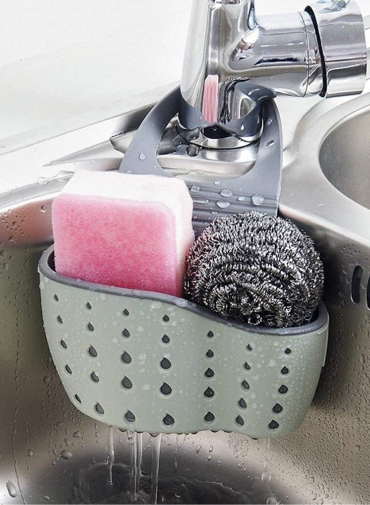 Raxoom Sink Storage Basket/kitchen sink sponge holder/Kitchen Sink Caddy Sponge Holder kitchen faucet sponge Holder Hanging Ajustable Strap Faucet Caddy Kitchen Organizer Sink Accessories(Random Color) - Image 1