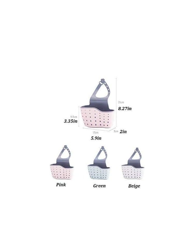 Raxoom Sink Storage Basket/kitchen sink sponge holder/Kitchen Sink Caddy Sponge Holder kitchen faucet sponge Holder Hanging Ajustable Strap Faucet Caddy Kitchen Organizer Sink Accessories(Random Color) - Image 4