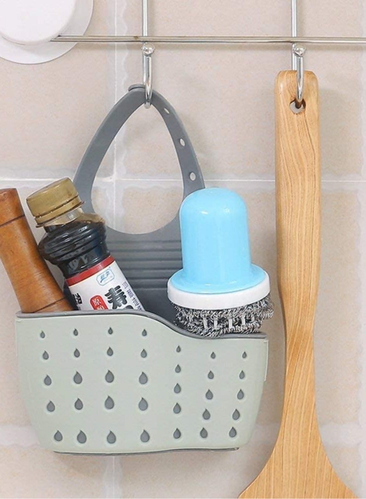 Raxoom Sink Storage Basket/kitchen sink sponge holder/Kitchen Sink Caddy Sponge Holder kitchen faucet sponge Holder Hanging Ajustable Strap Faucet Caddy Kitchen Organizer Sink Accessories(Random Color) - Image 2
