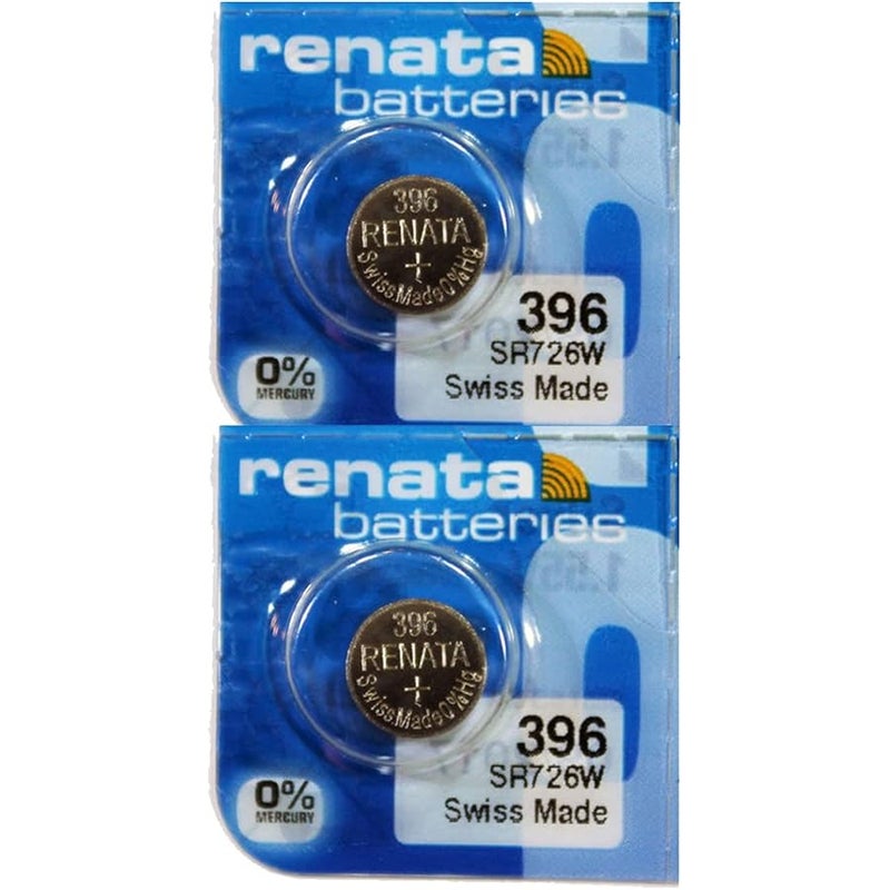 Renata 396 SR726W Batteries - 1.55V Silver Oxide 396 Watch Battery (2 Count) - Image 1
