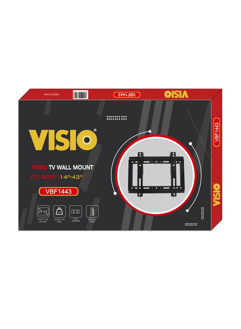 Visio Fixed TV Wall Mount Bracket | Fits 14–43 Inch Screens | VESA 200x200mm | Heavy-Duty Cold Rolled Steel | Model VBF1443 - Image 2