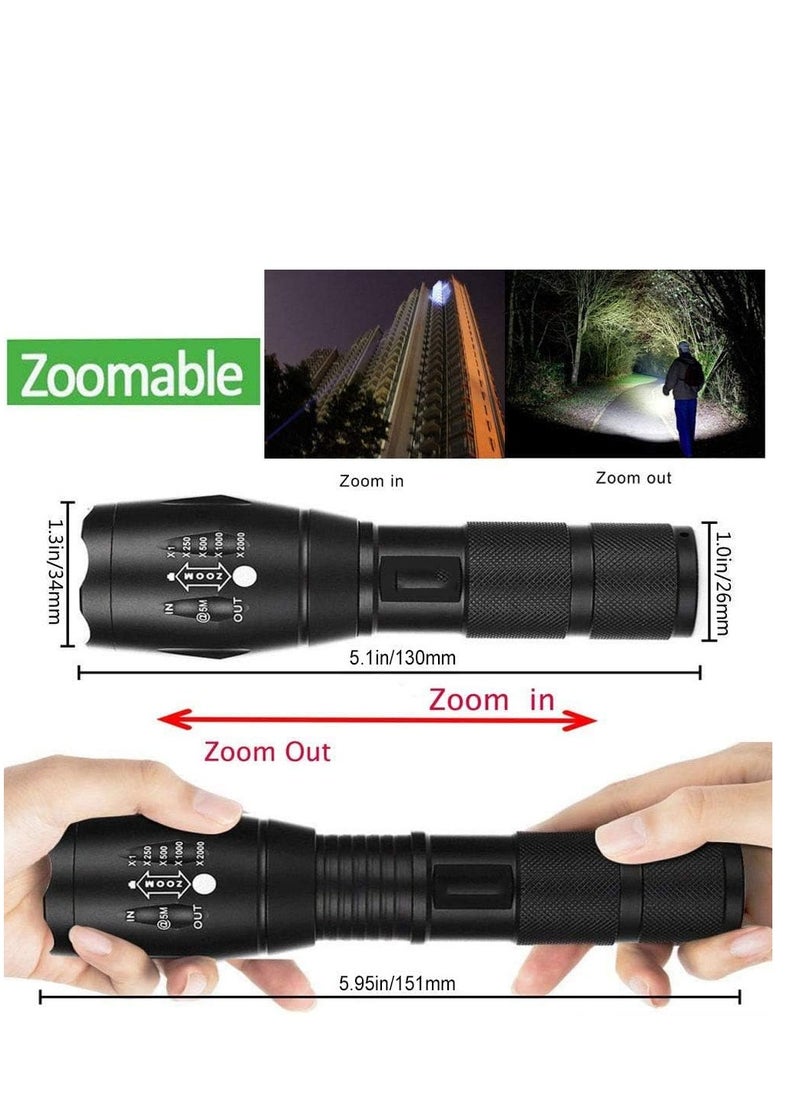 ARCOON - ARCOON Ultra-Bright Flashlights, 2000 Lumens XML-T6 LED Tactical Flashlight, Zoomable Adjustable Focus, IP65 Water-Resistant, Portable, 5 Light Modes for Indoor and Outdoor,Camping,Emergency,Hiking (1 Pack) - Image 1