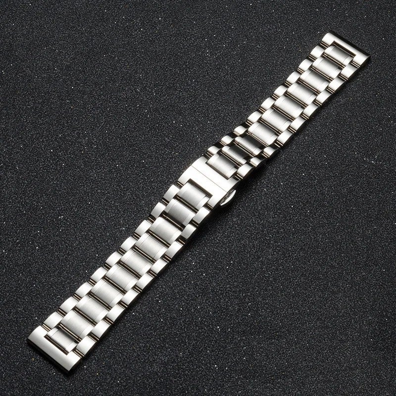 Bluejw Outlet Five Beads Replacement Stainless Steel Smart Watch Strap for Men – Durable Metal Band Compatible with 18mm 20mm 22mm 24mm Watches, Easy to Replace the Watch Strap - Image 1