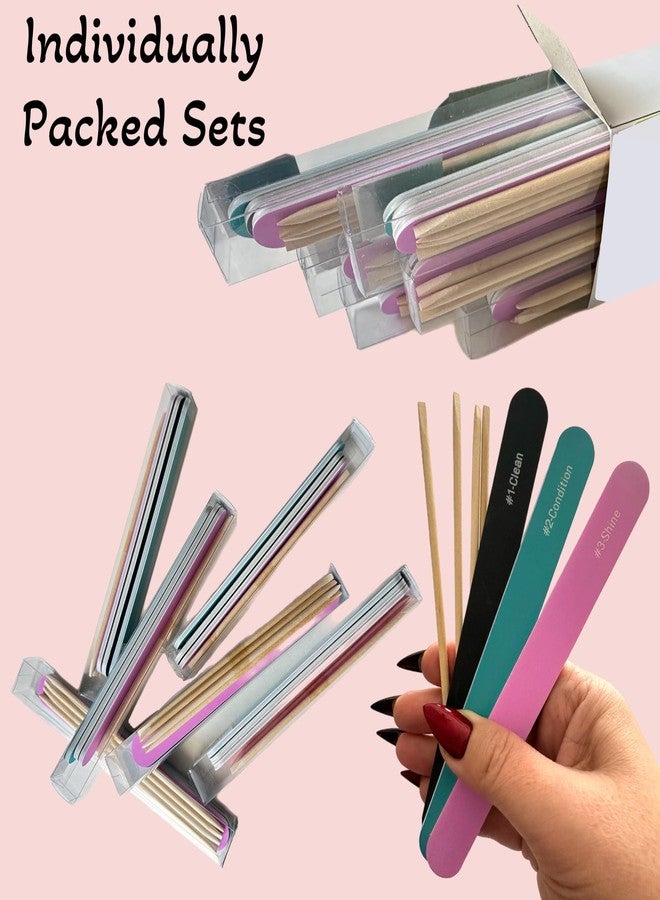 ALAZCO 42pc Value Set Nail File Emery Boards & Cuticle Sticks: 6 Black (Clean) 6 Blue (Condition) 6 Pink (Shine) 24 Wood Sticks Cuticle Pushers All Nails Natural Acrylic Gel Press-On Travel TSA Friendly - Image 3