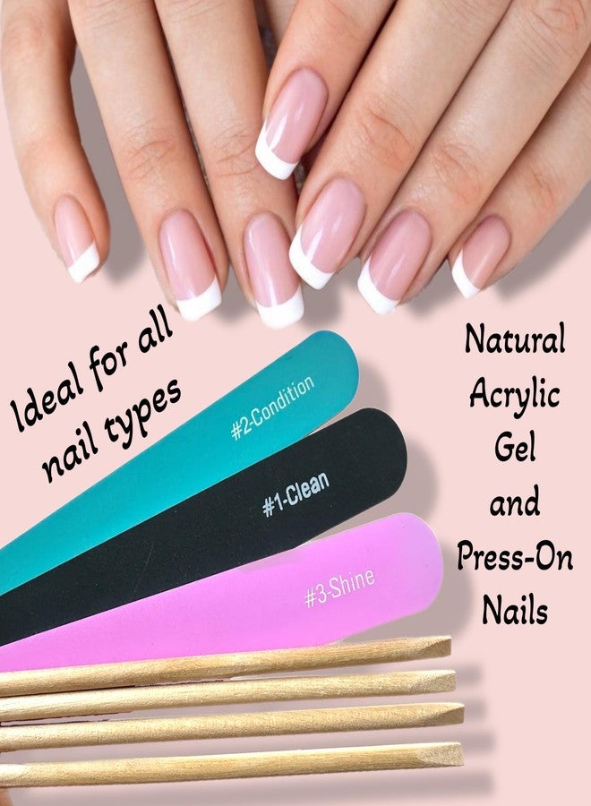 ALAZCO 42pc Value Set Nail File Emery Boards & Cuticle Sticks: 6 Black (Clean) 6 Blue (Condition) 6 Pink (Shine) 24 Wood Sticks Cuticle Pushers All Nails Natural Acrylic Gel Press-On Travel TSA Friendly - Image 4