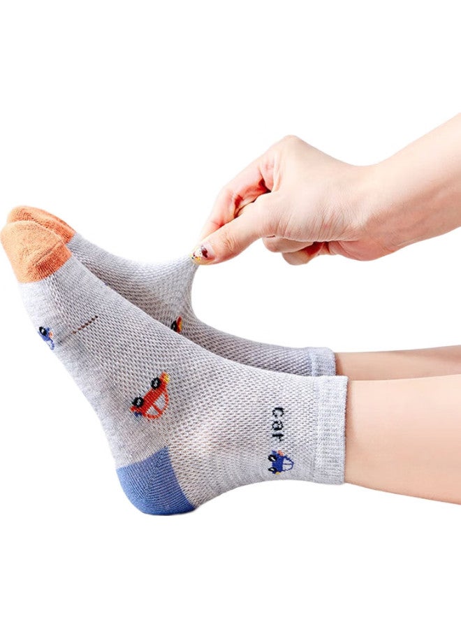 yimian Boys' Summer Thin Mesh Combed Cotton Mid-Tube Socks For Children Boys Summer Students Big Kids Socks - Image 3