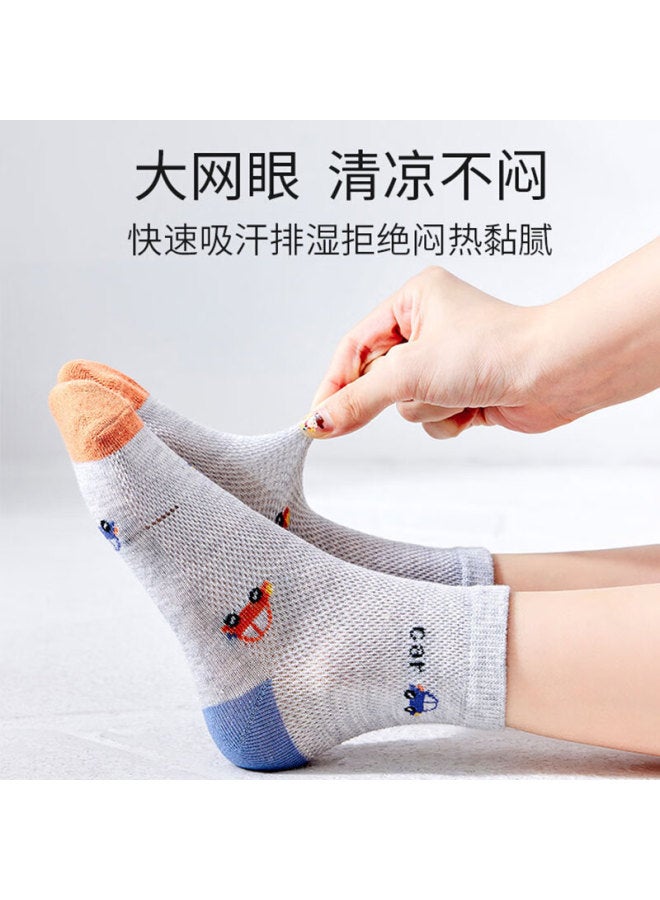 Yimian Boys' Summer Thin Mesh Combed Cotton Mid-tube Socks For Children Boys Summer Students Big Kids Socks - Image 1