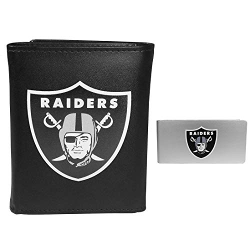 Siskiyou NFL Las Vegas Raiders Mens Trifold Wallet Money Clip Black One Size - Image 1