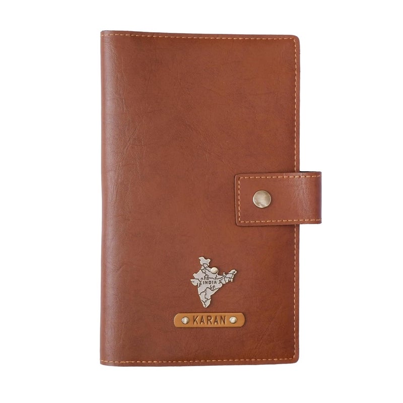 Junket Passport Holder for Family 4 – Personalized Travel Wallet Organizer, Custom Vegan Leather Passport Cover for Family Trips, Sleek ID & Document Organizer for Travel, (Tan) - Image 1