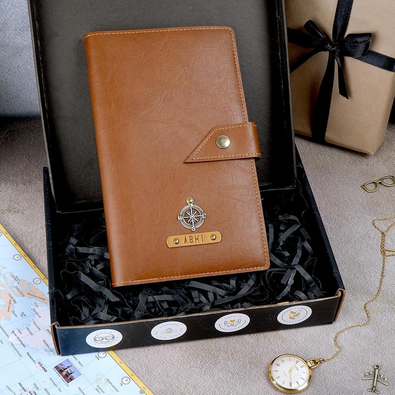 Junket Passport Holder for Family 4 – Personalized Travel Wallet Organizer, Custom Vegan Leather Passport Cover for Family Trips, Sleek ID & Document Organizer for Travel, (Tan) - Image 2