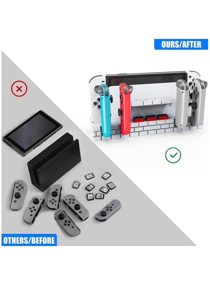 KASTWAVE Joy Con Charging Dock for Switch/Switch OLED, JoyCon Charger, for Switch Controller Charger Available to Charge 1-6pcs Joycons&Holder of 8 Game Cards - Image 5