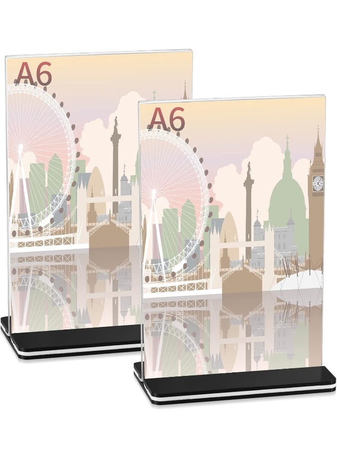 TPGP Pack of 2 A6 Acrylic Table Stand Advertising Stand Menu Card Holder Acrylic Stand for Photos, Office, Restaurant, Cafe, Shop - Image 1