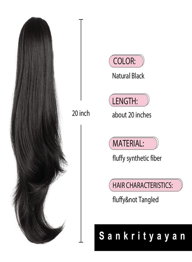 Sankrityayan Women Ponytail Hair Extension 5 BB Clip Extension/Clature 20 To 22 Inch Step Cutting Curly Black Hair Pieces (Step Cutting Black) for Women Party/Halloween/Christmas - Image 2