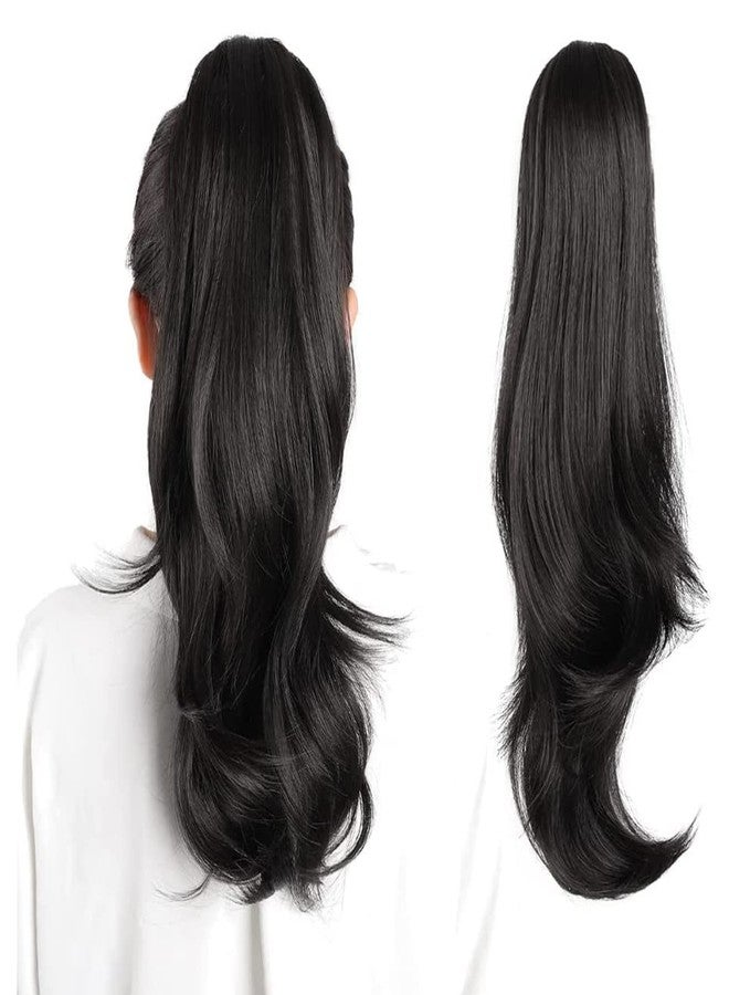 Sankrityayan Women Ponytail Hair Extension 5 BB Clip Extension/Clature 20 To 22 Inch Step Cutting Curly Black Hair Pieces (Step Cutting Black) for Women Party/Halloween/Christmas - Image 1