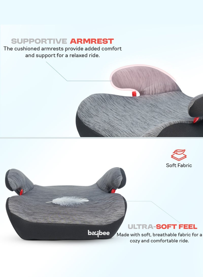 Baybee Kids Booster Car Seat for Baby Portable Lightweight Travel Car Seat with Removable Cover, Comfort, Compact and Easy to Use | Suitable for Toddler 4-12 Years Boys Girls (Grey) - Image 5