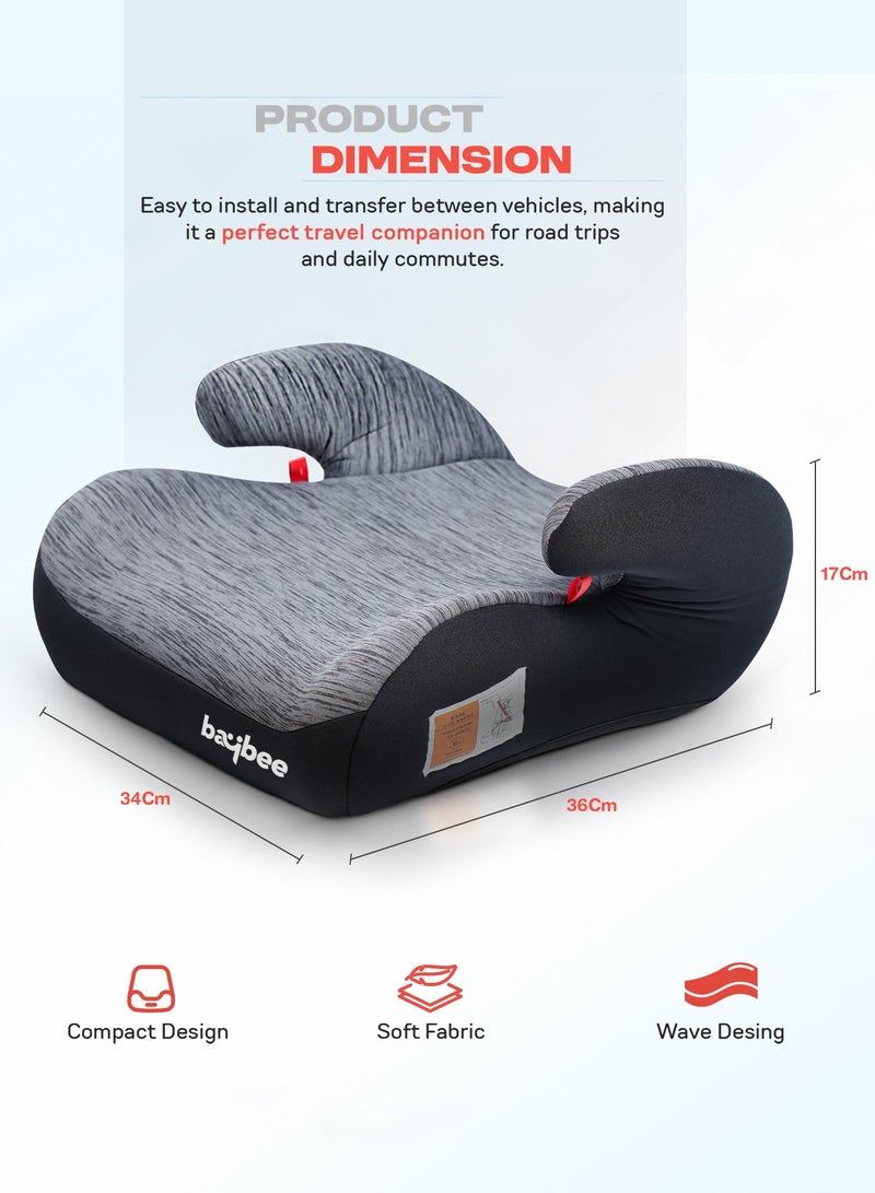 Baybee Kids Booster Car Seat for Baby Portable Lightweight Travel Car Seat with Removable Cover, Comfort, Compact and Easy to Use | Suitable for Toddler 4-12 Years Boys Girls (Grey) - Image 3