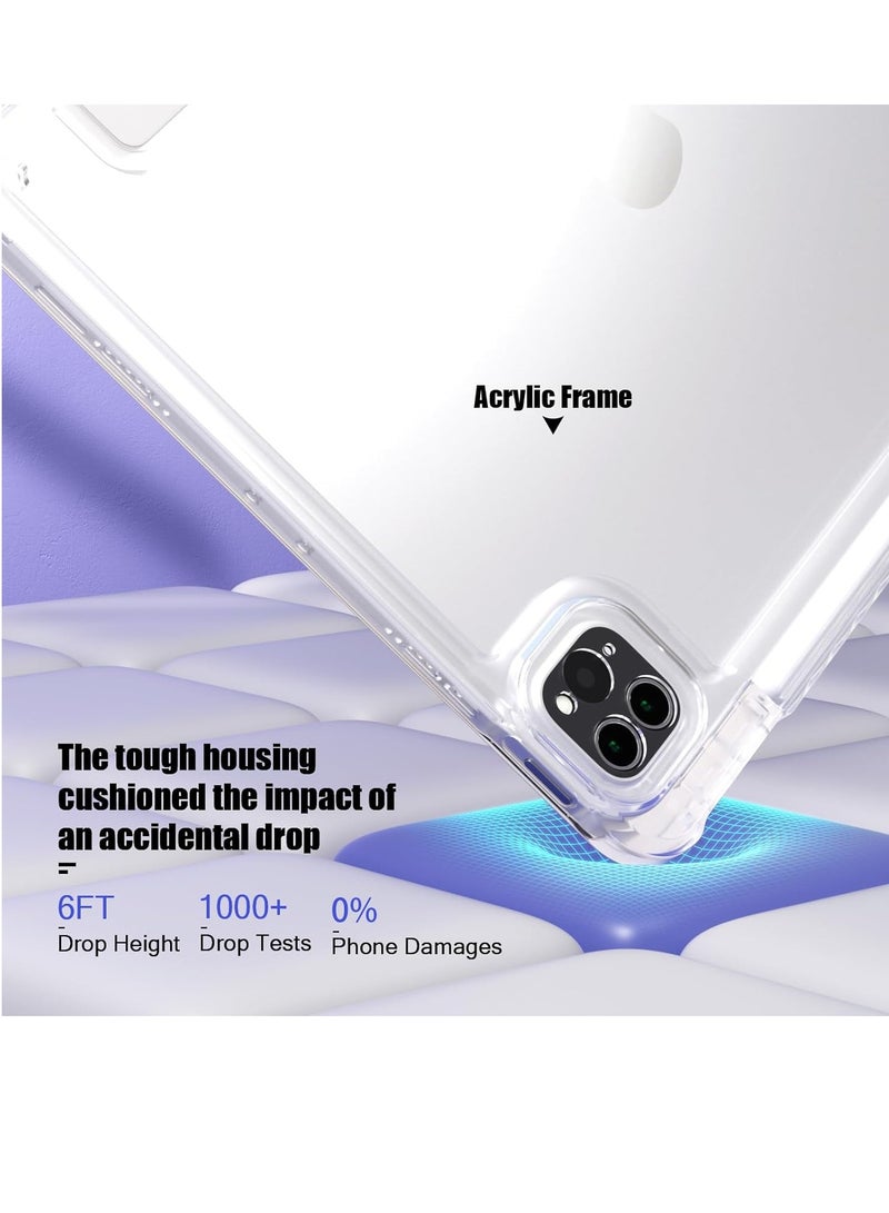 iPad Air 13 2024 Case, Smart Slim Folio Stand Auto Sleep/Wake Cover, with Pencil Slot, Clear Transparent Back Cover in White - Image 4