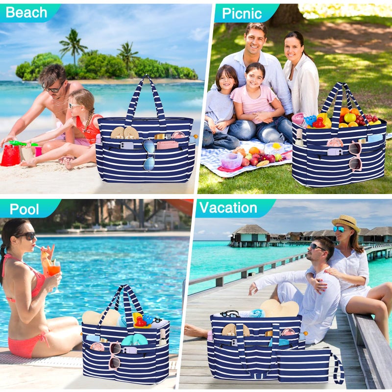 HUANLANG Extra Large Beach Bag Waterproof Beach Totes Bags for Women Men,Pool Bag with Zipper Wet Pocket - Image 2