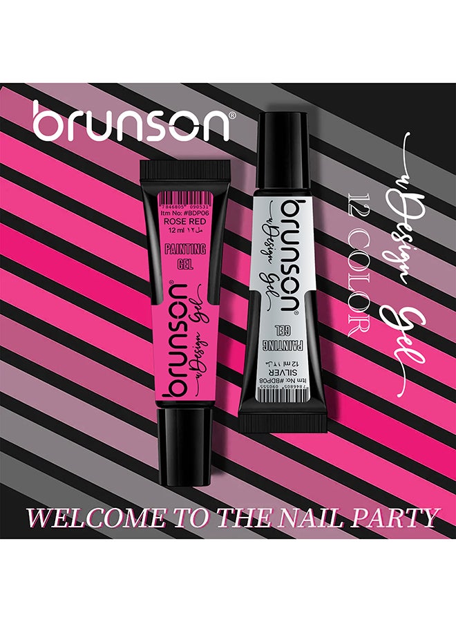 brunson Gel Polish Nail Art Gel Liner - 1 pcs 12ml Classic Color Gel Art Paint for Nails Built Thin French Line Nail Art Brush in Gel Pens Soak off Manicure Salon Nails Art BDP11  - Image 5