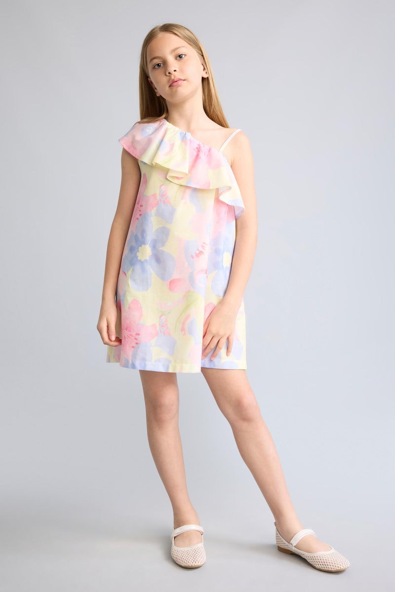 DeFacto Yellow Girl Girl Sleeveless Floral Woven Dress Casual - Image 4