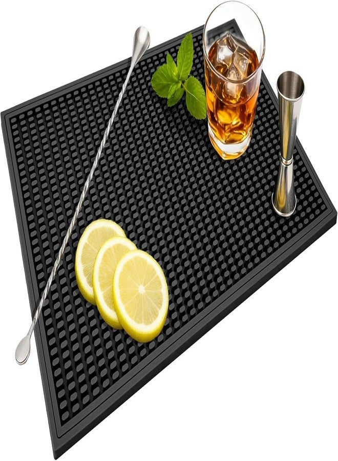 KolorFish Bar Mat Bar Mats for Countertop, Bar Spill Mat for Bartending, Bartender Kit Bar Accessories, Non-Slip Bar Mat for Counter (Black) 45 X 30 cm - Image 1