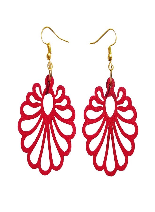 Root Kraft Womens & Girls westerns Selfe designed Wooden Earrings/Dangles Jewellery 3 Combo set (Dark Blue,Brown,Red) Light Weight - Image 3
